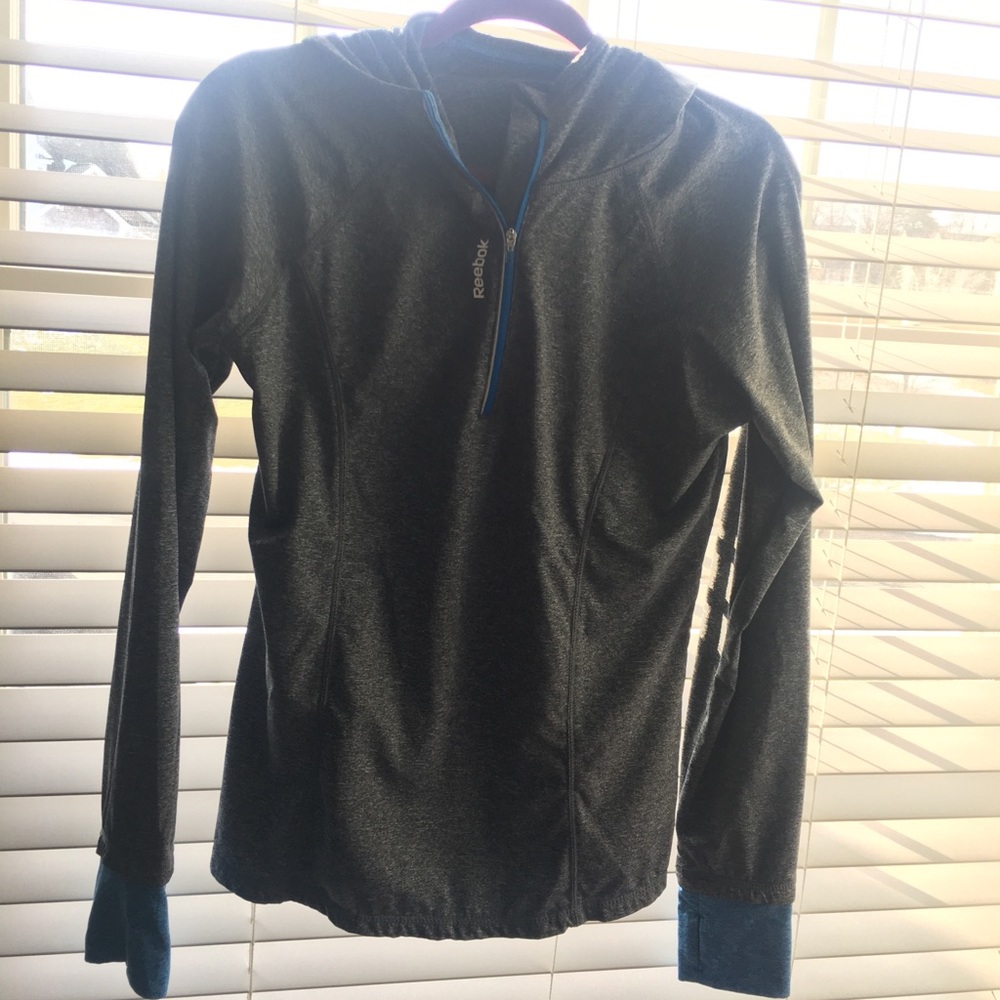 Gray/blue spandex blend zip hoodie